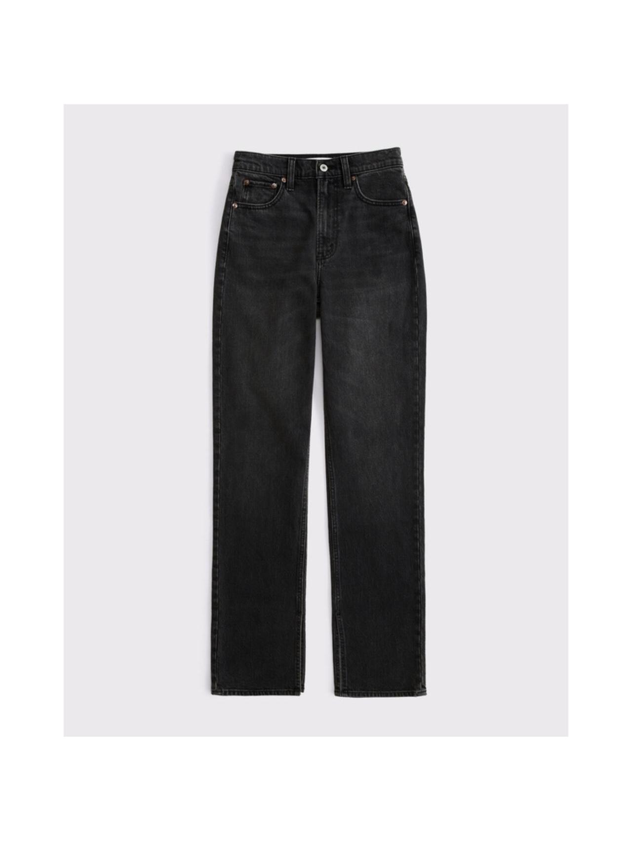 Abercrombie & Fitch The 90s Straight Ultra High Rise Washed Black Jeans
